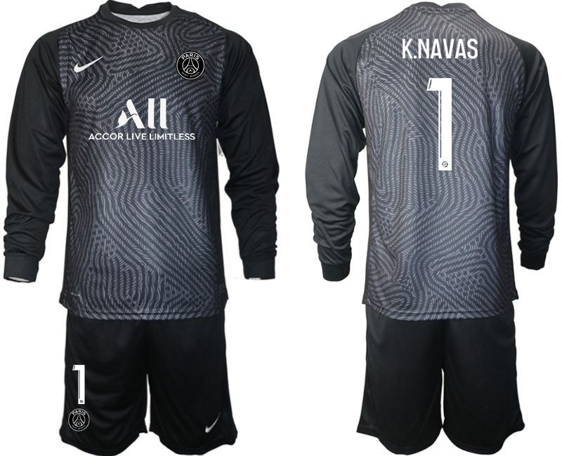 Men 2021 Paris Saint-Germain black long sleeve goalkeeper 1 soccer jerseys
